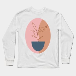 Modern Abstract Floral Plant Illustration Long Sleeve T-Shirt